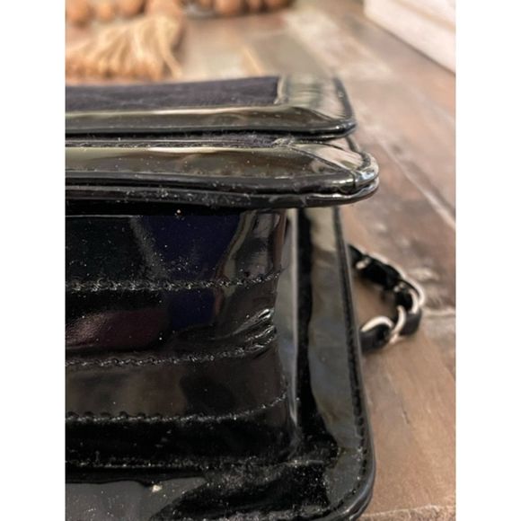 Chanel Vintage Mademoiselle Flap Bag Quilted Canvas Black Patent Small Reissue - Picture 6 of 14